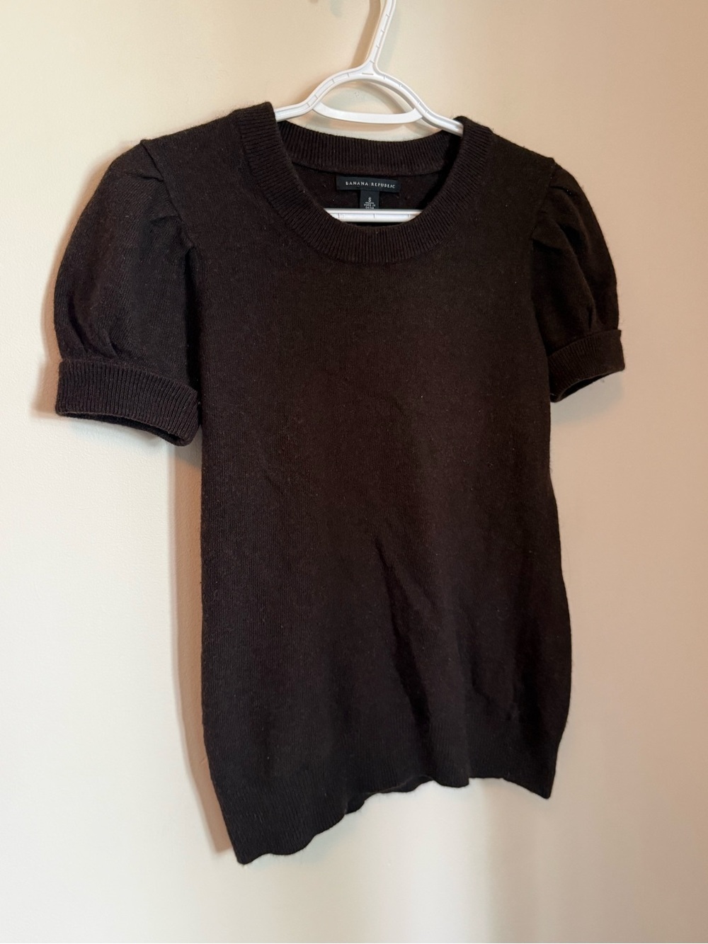 Banana Republic brown Short Puff-Sleeve Knit Top